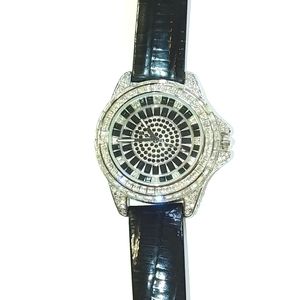 Crystal face fashion watch black &silver NWT